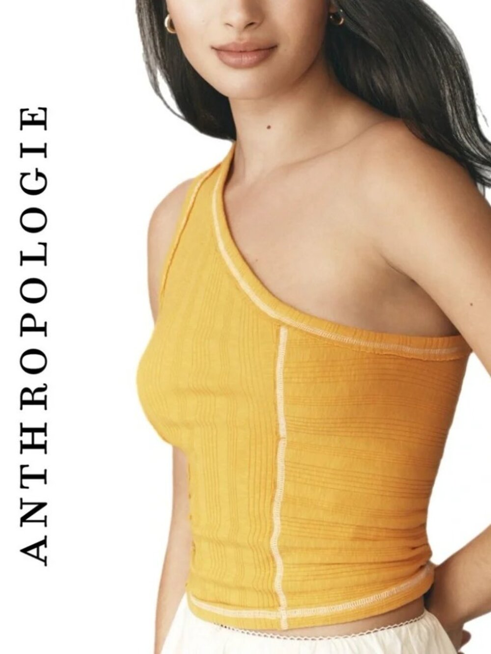 Anthropologie Pilcro Banded One-Shoulder Knit Top